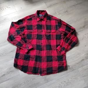 VINTAGE Polo Ralph Lauren Flannel Shirt L Matclock Red Black Check Long Sleeve